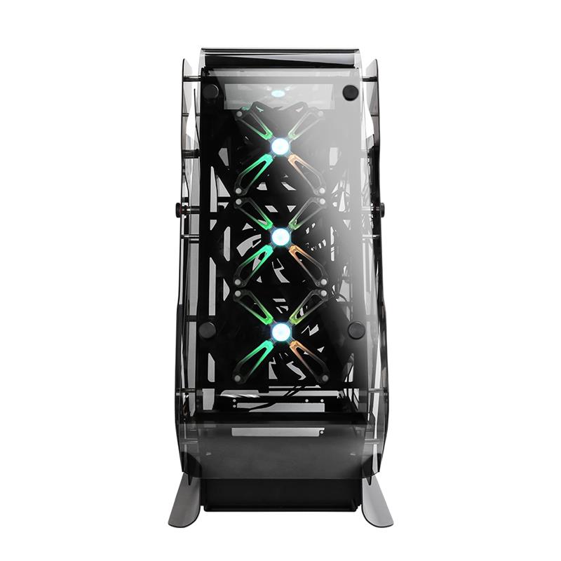 Zalman Open frame Case ATX Mid Tower - 2mm of Full anodized Aluminum chassis - 5mm of Curved Tempered Glass on front top and flat glass on left right 