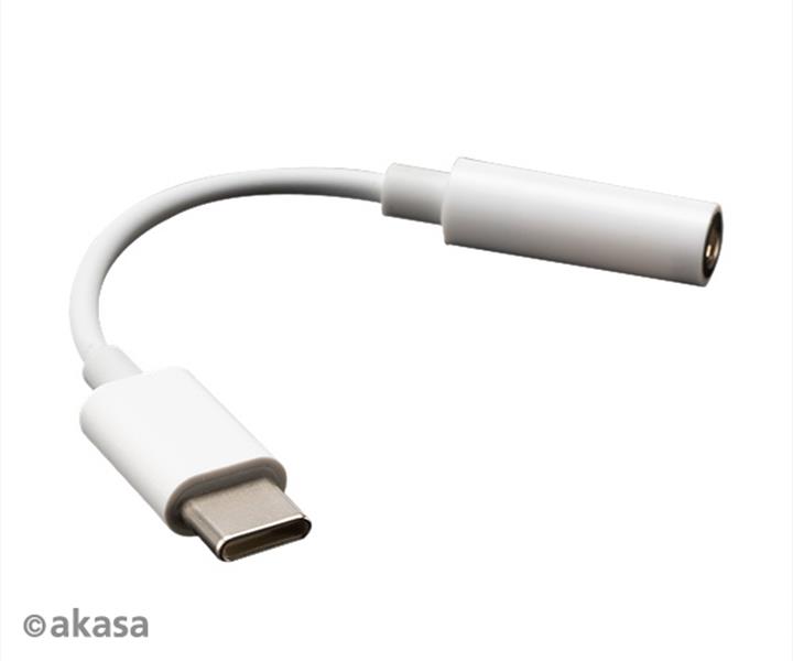 Akasa USB Type-C to 3 5 mm headphone jack adapter 10cm white *USBCM *3 5MMF