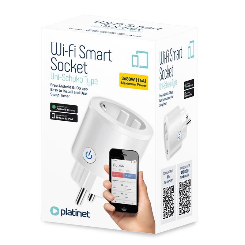Platinet Smart Home plug - small - Schuko 16A Tuya WHITE