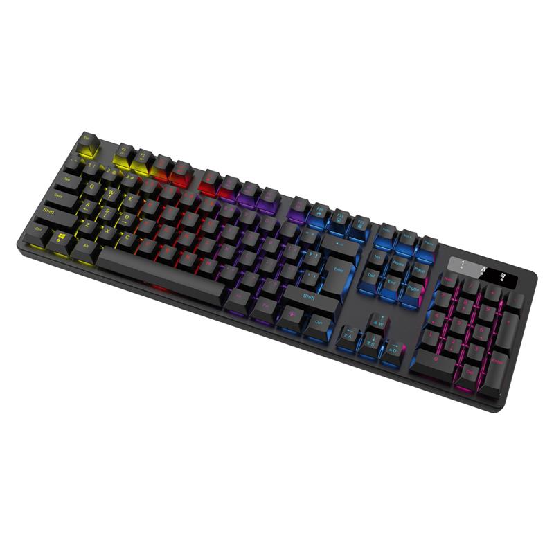 VARR Fighter 3 Gaming RGB Black mechanical multimedia keyboard met Xinda Blue Switch - 26 keys anti-ghosting - 12 lighting modes 6 LED colors