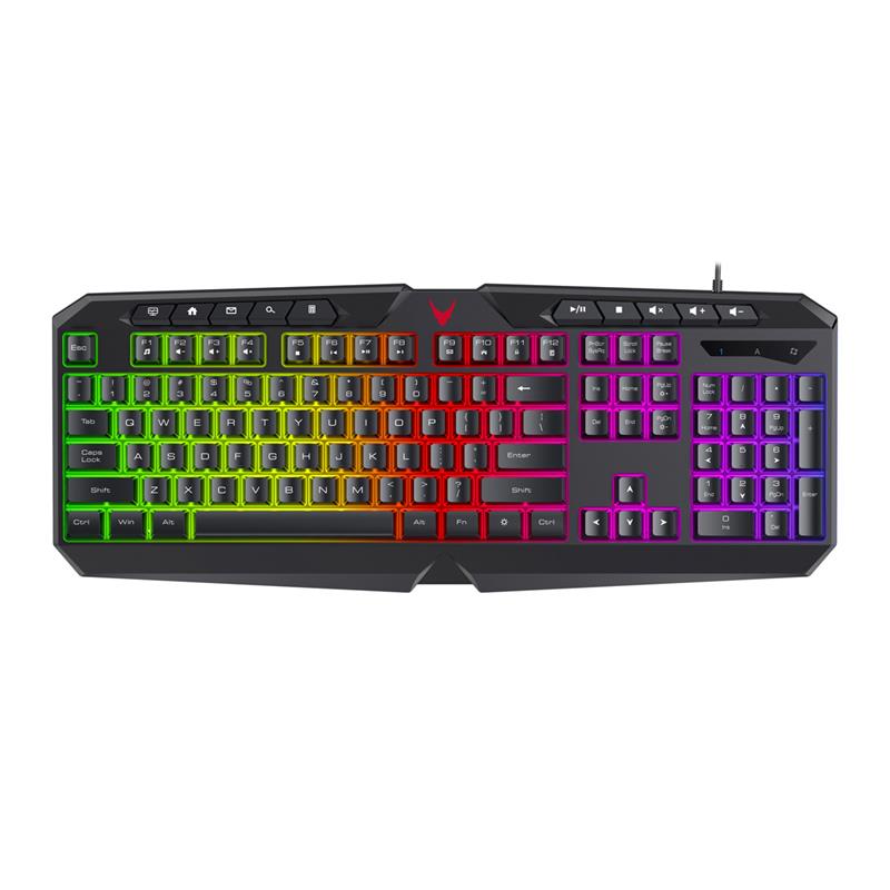 VARR 4-in-1 RGB Gaming Set USB keyboard met 19 anti-ghosting keys USB 1000-6400 dpi mouse 25 x 21 cm mousepad en 3 5 mm USB headset - RGB RAINBOW