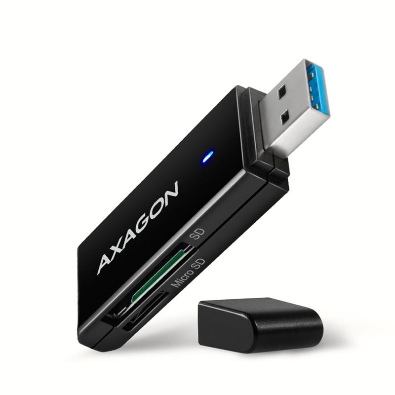 AXAGON External SLIM card reader 2-slot lun SD microSD *USBAM *SDF *MSDF