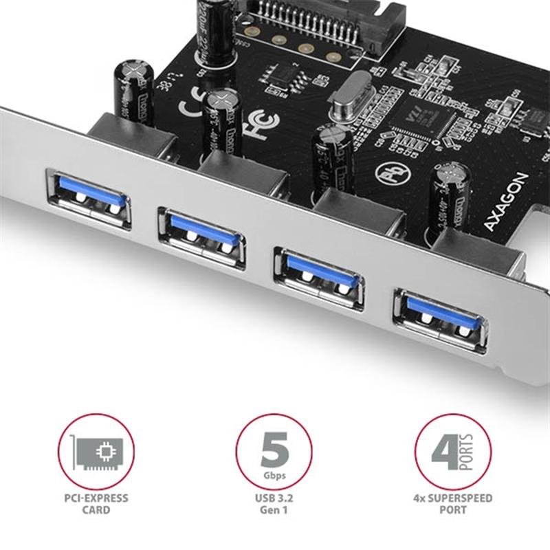AXAGON PCIe Adapter 4x USB3 0 UASP VIA