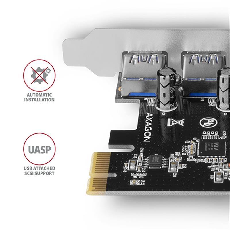 AXAGON PCIe Adapter 4x USB3 0 UASP VIA
