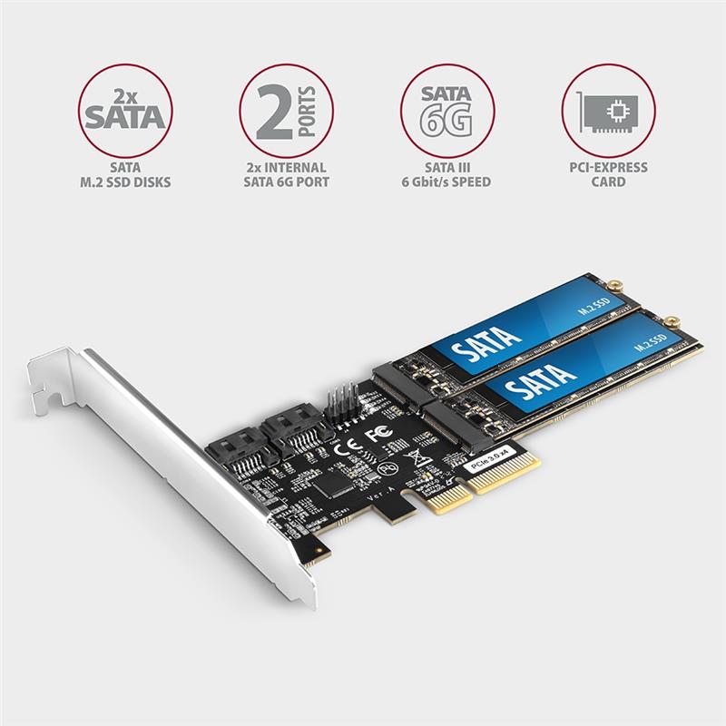 AXAGON PCIe Controller 2x internal SATA 6G port 2x internal M 2 B-key SATA port LP