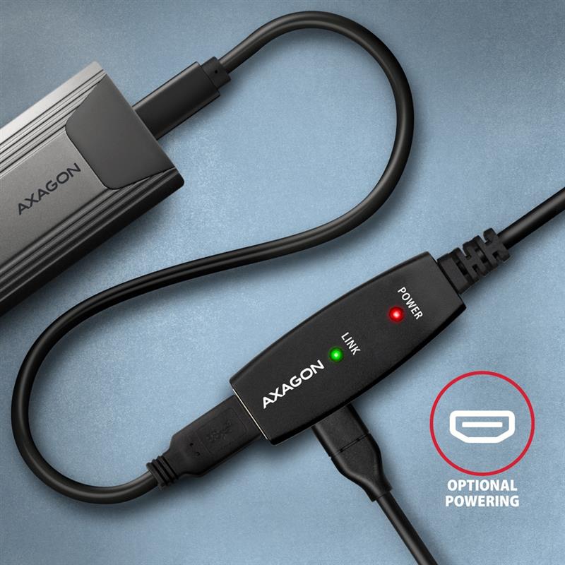 AXAGON USB 3 2 Gen 1 A-M -> A-F active extension repeater cable 5m