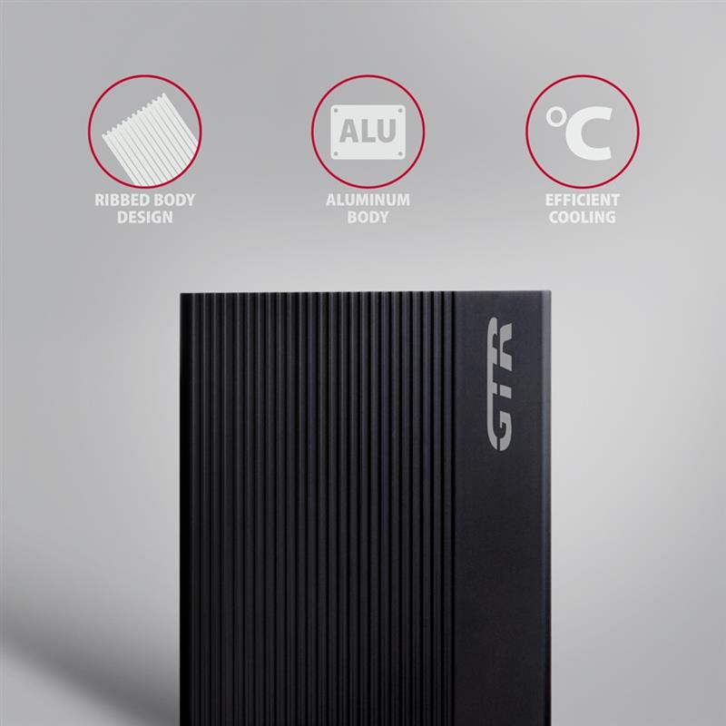 Axagon EE35-GTR USB-C 5Gbps - SATA 6G, 3.5 RIBBED box BLACK - USB Typ C HDD-behuizing Zwart 3.5""