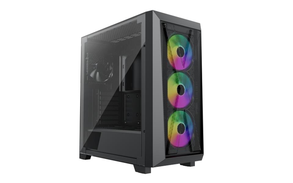 Xilence Xilent X Black ATX tempered glass window mesh front case 3 x 120 mm ARGB front fan and 1 x 120 mm PWM rear fan included