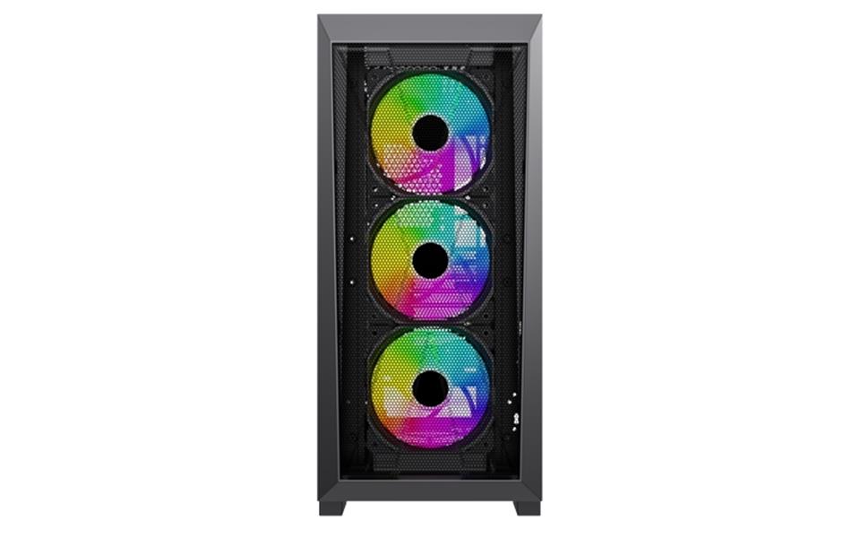 Xilence Xilent X Black ATX tempered glass window mesh front case 3 x 120 mm ARGB front fan and 1 x 120 mm PWM rear fan included