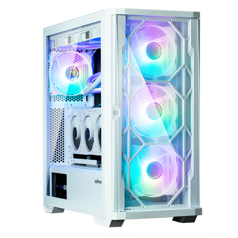 Zalman - ATX Mid-Tower Case Pre-installed fan: 3x 120mm Front 1x 120mm Rear T G Side Panel Mesh and Glas Front Panel Dust Filter at Front 1x USB Type-