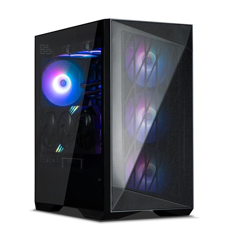 Zalman ATX Mid Tower PC Case Included 4x 140 mm Black ARGB fan Tempered Glass side panel Mesh Front 473 D x 245 W x 496 H mm