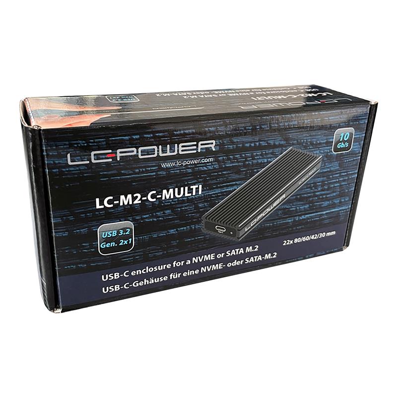 LC-Power LC-M2-C-MULTI M 2 SSD Enclosure NVMe SATA USB 3 2 Gen 2x1 black
