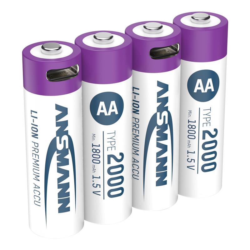 ANSMANN 1312-0036 Li-Ion rechargeable batteries Mignon AA type 2000 min 1800 mAh 4-pack box