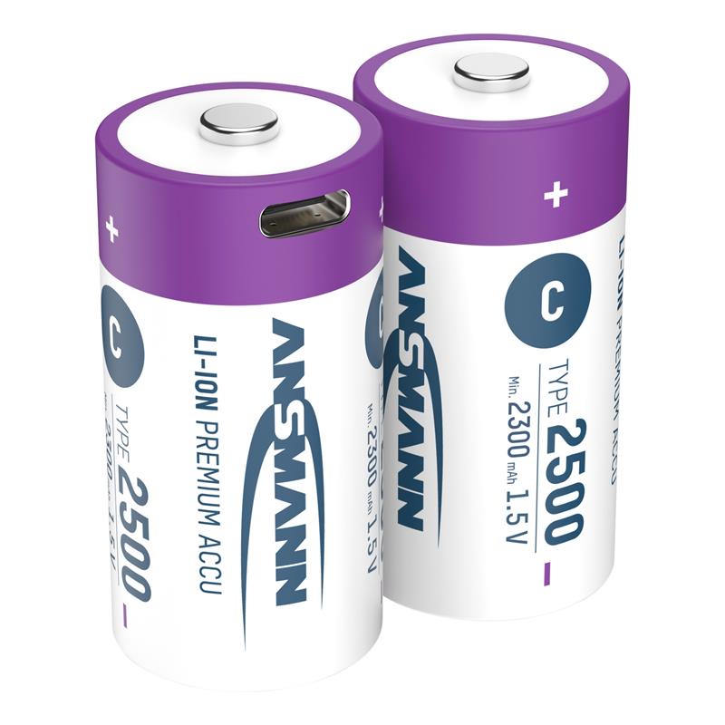 ANSMANN 1313-0004 Li-Ion rechargeable batteries Baby C type 2500 min 2300 mAh 2-pack box