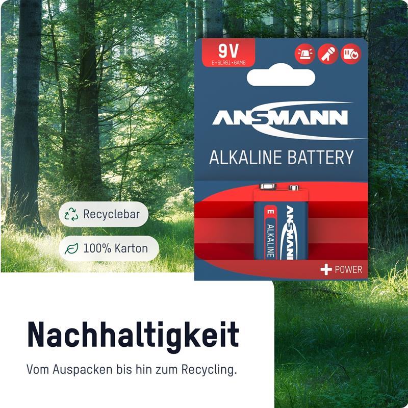 Ansmann RED Alkaline-Battery 9V block 6LR61 1pcs pack 1515-0000 