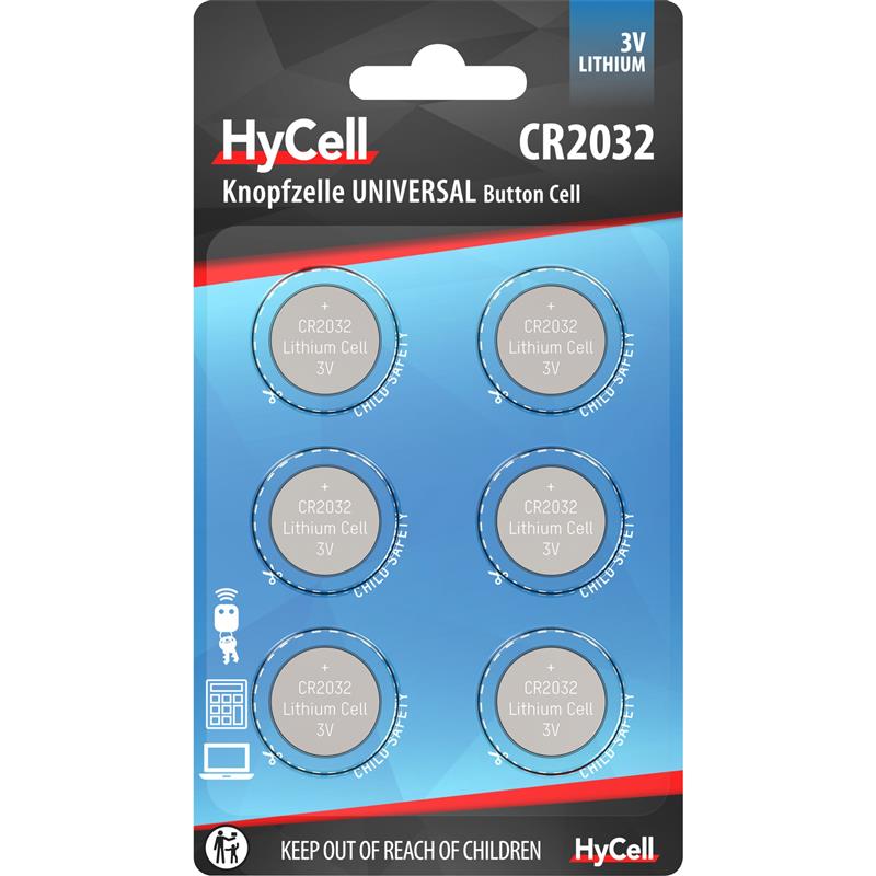 HyCell CR2032 Mainboardbattery Lithium 3V 6pcs pack blister