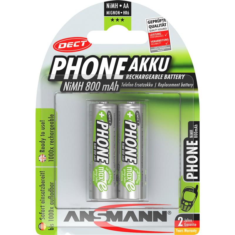 ANSMANN 5030902 NiMH rechargeable battery Mignon AA Phone DECT 800mAh 2-pack