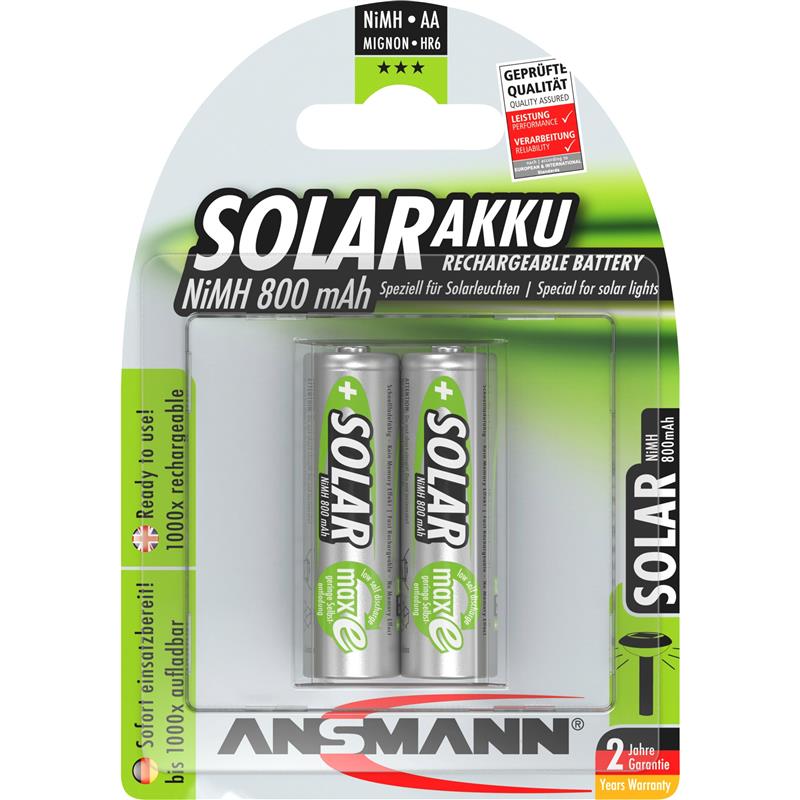 Ansmann SOLAR NiMH rechargeable battery Mignon AA 800 mAh 2pcs blister 5035513 