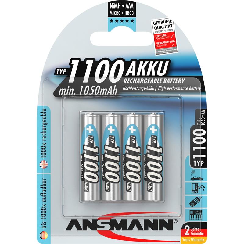 Ansmann NiMH rechargeable battery Micro AAA 1100mAh 4pcs Blister 5035232 