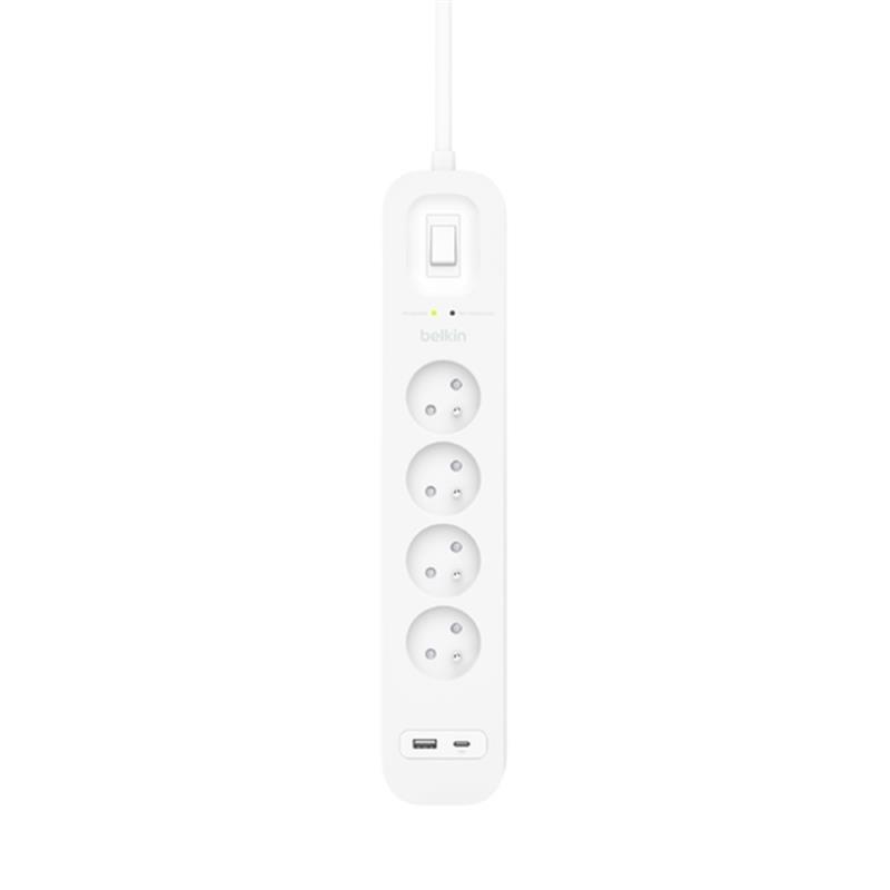 Belkin SRB001CA2M Overspanningsbeveiliging Wit 4 AC-uitgang(en) 2 m