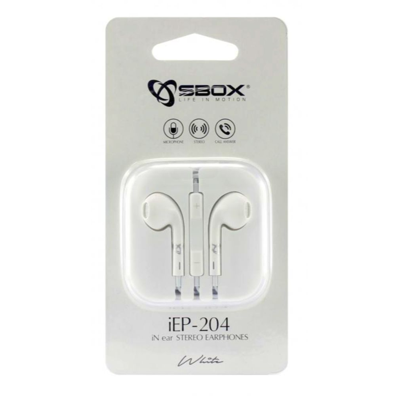 Sbox in-ear koptelefoon bedraad apple look IEP-204 White 3.5 jack