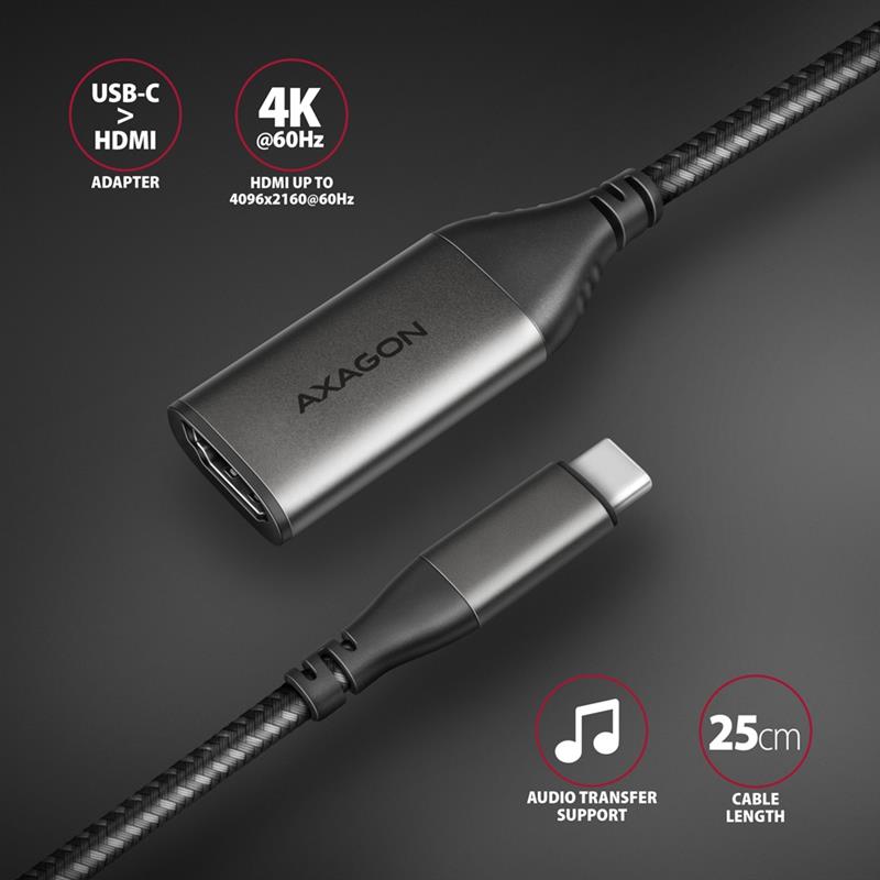 Axagon RVC-HI2M video kabel adapter 0,25 m USB Type-C HDMI Zwart
