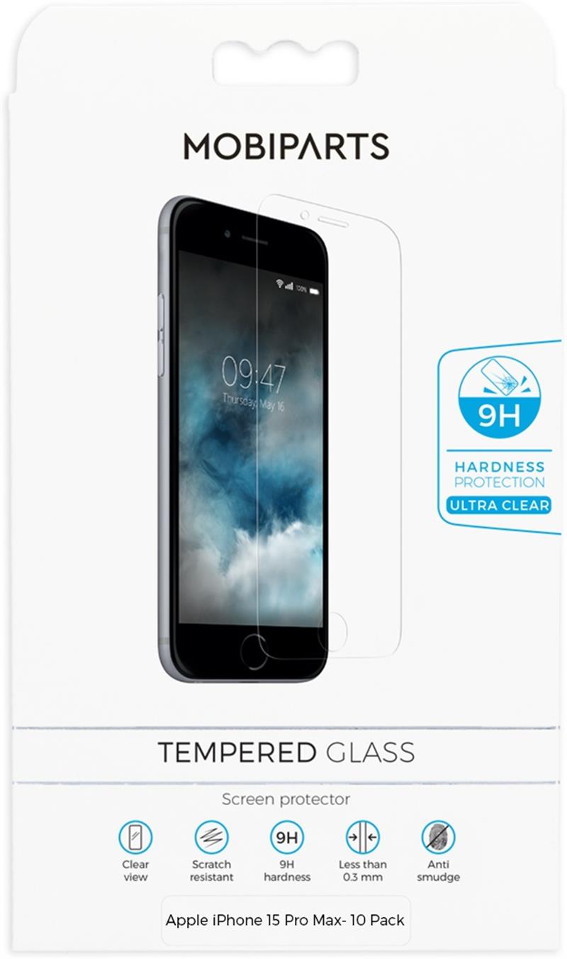 Mobiparts Regular Tempered Glass Apple iPhone 15 Pro Max- 10 Pack