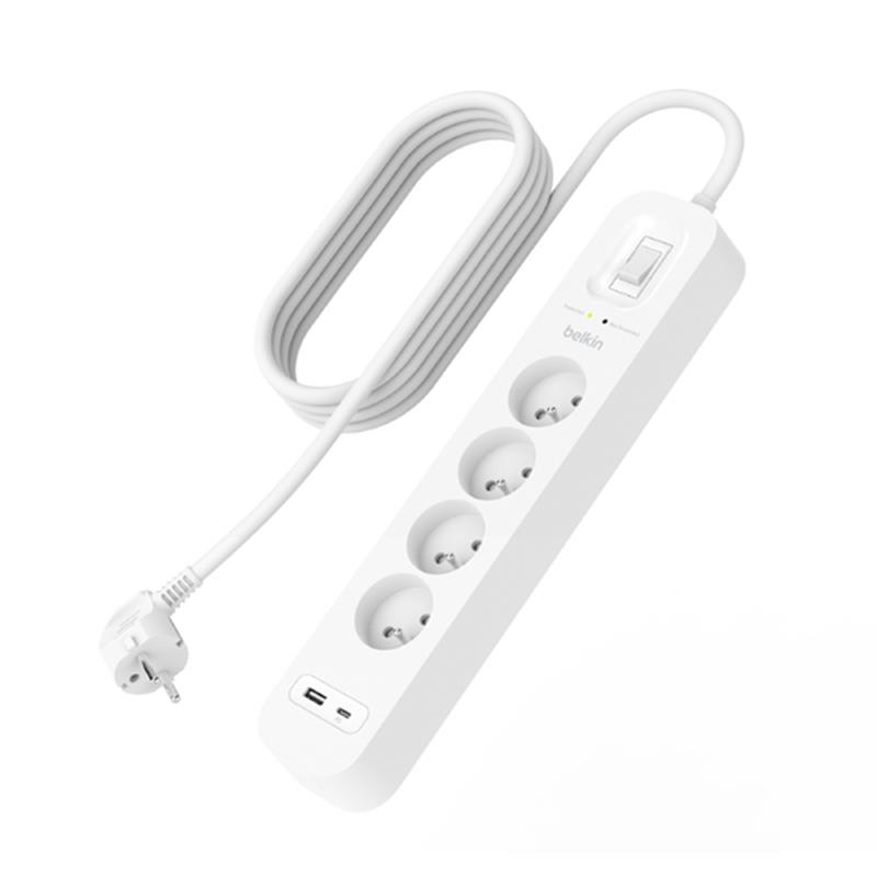 Belkin SRB001CA2M Overspanningsbeveiliging Wit 4 AC-uitgang(en) 2 m