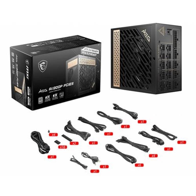 MSI MEG AI1300P PCIE5 power supply unit 1300 W 24-pin ATX ATX Zwart