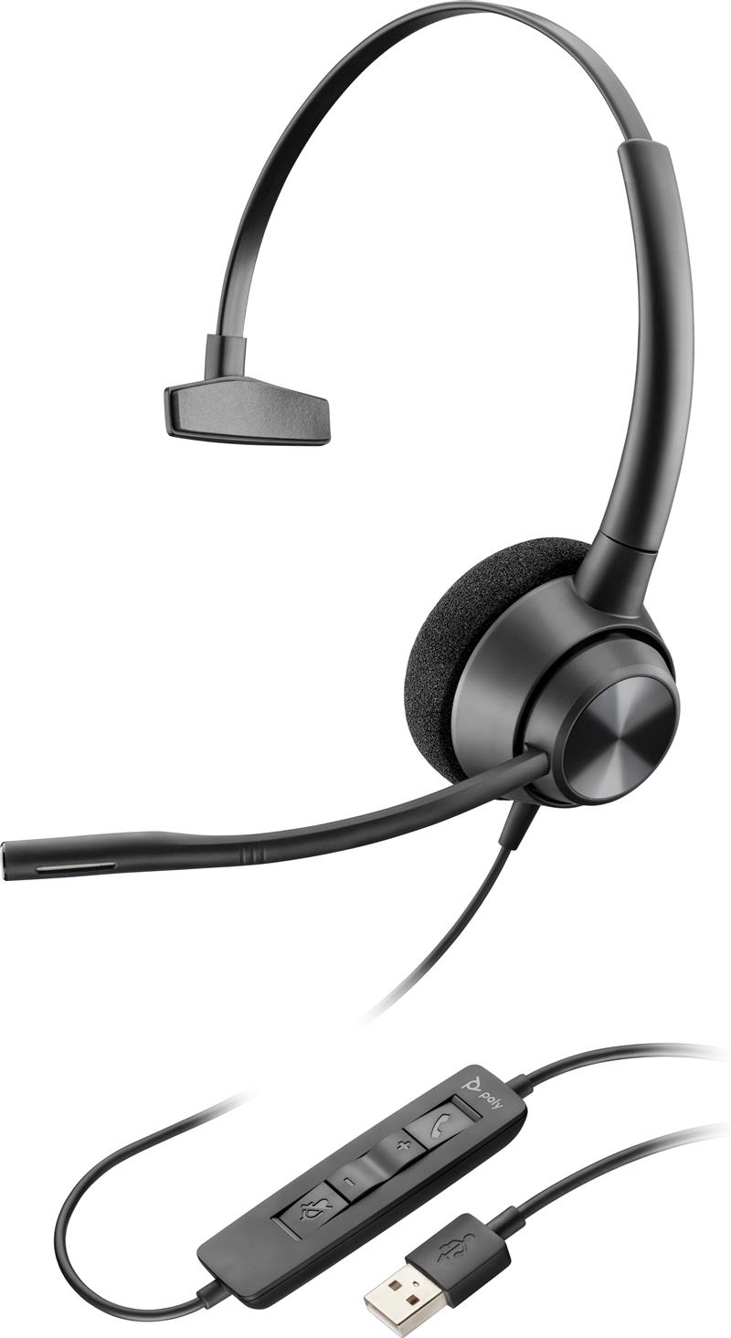 HP Poly EncorePro 320 Headset Bedraad Hoofdband Oproepen/muziek USB Type-C Zwart