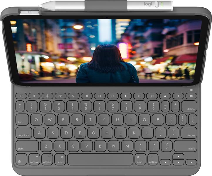 Logitech Slim Folio Grijs Bluetooth QWERTY Deens, Fins, Noors, Zweeds