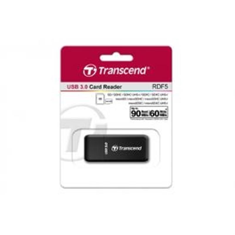 Transcend RDF5 geheugenkaartlezer USB 3 2 Gen 1 3 1 Gen 1 Type-A Zwart