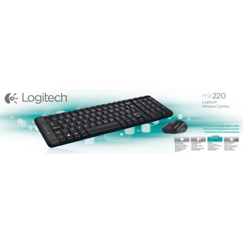 Logitech Wireless Combo MK220 toetsenbord RF Draadloos QWERTY Engels Zwart