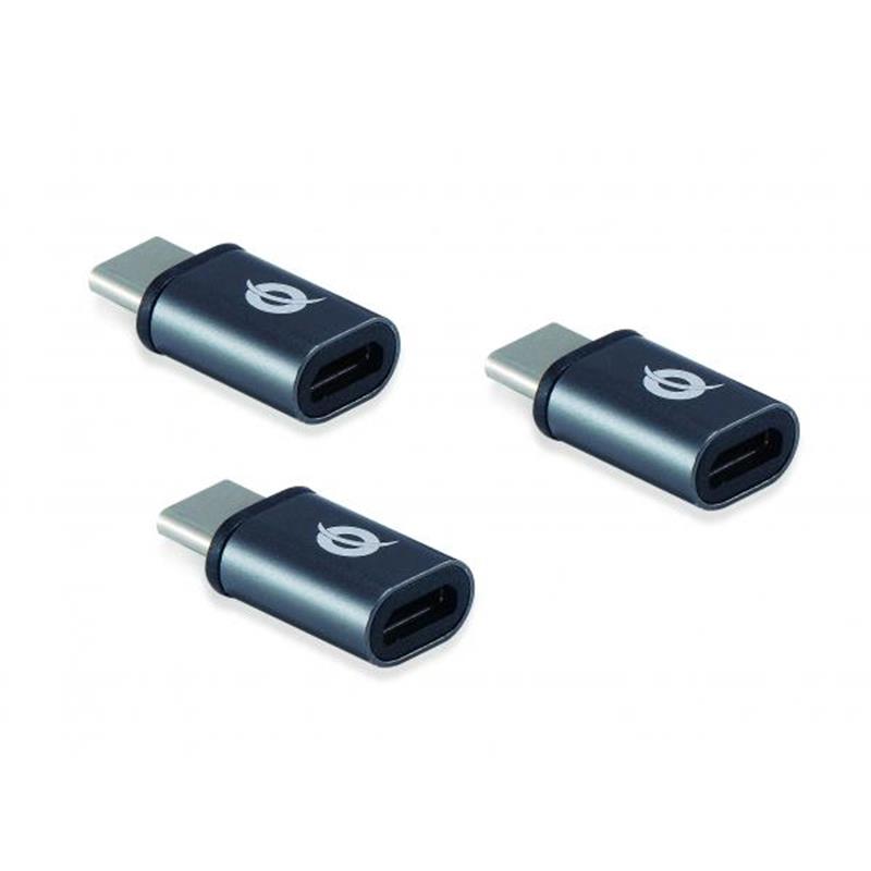 Conceptronic DONN05G tussenstuk voor kabels USB 2.0 Type-C USB 2.0 Micro Zwart