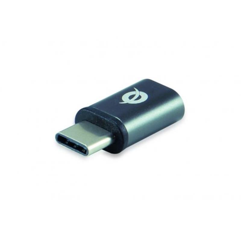 Conceptronic DONN05G tussenstuk voor kabels USB 2.0 Type-C USB 2.0 Micro Zwart