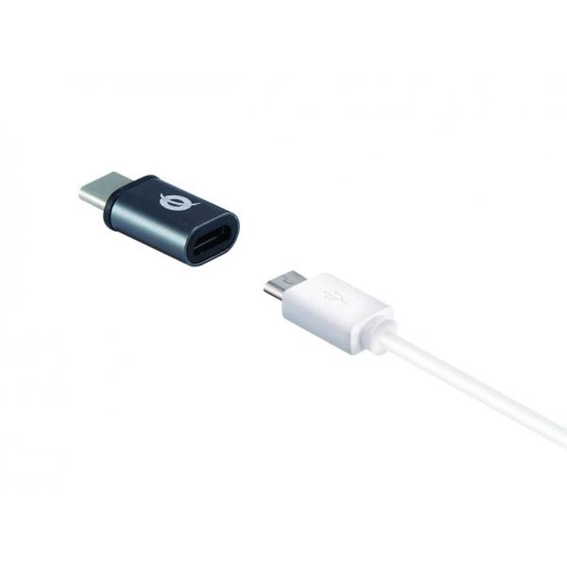 Conceptronic DONN05G tussenstuk voor kabels USB 2.0 Type-C USB 2.0 Micro Zwart