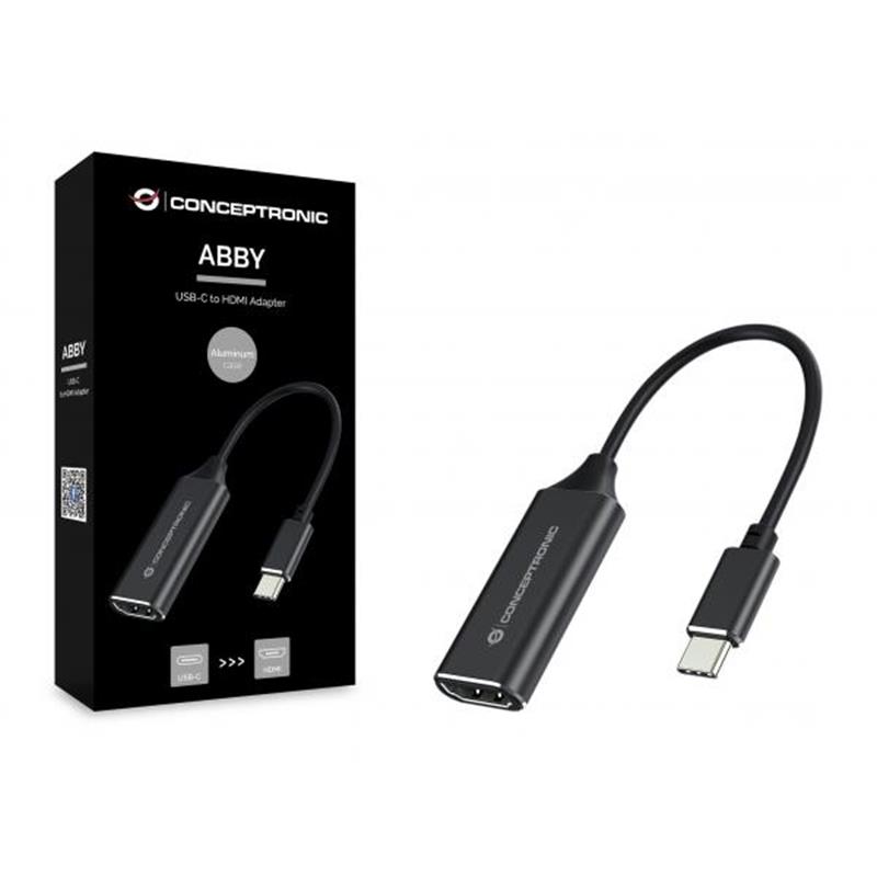 Conceptronic ABBY03B video kabel adapter HDMI Type A (Standaard) USB Type-C Zwart