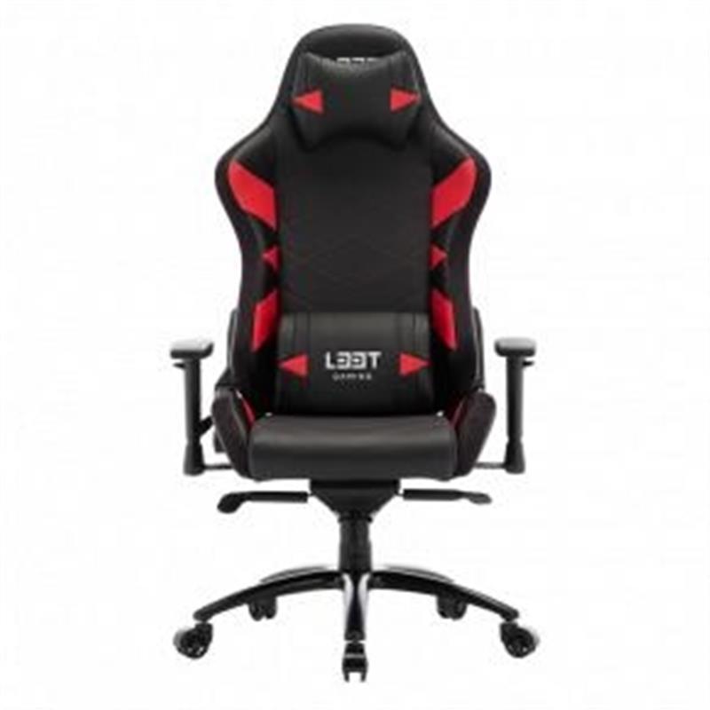 L33T Gaming Elite V4 Gaming Chair PU Black - Red decor Class-4 gas-lift Tilt recline