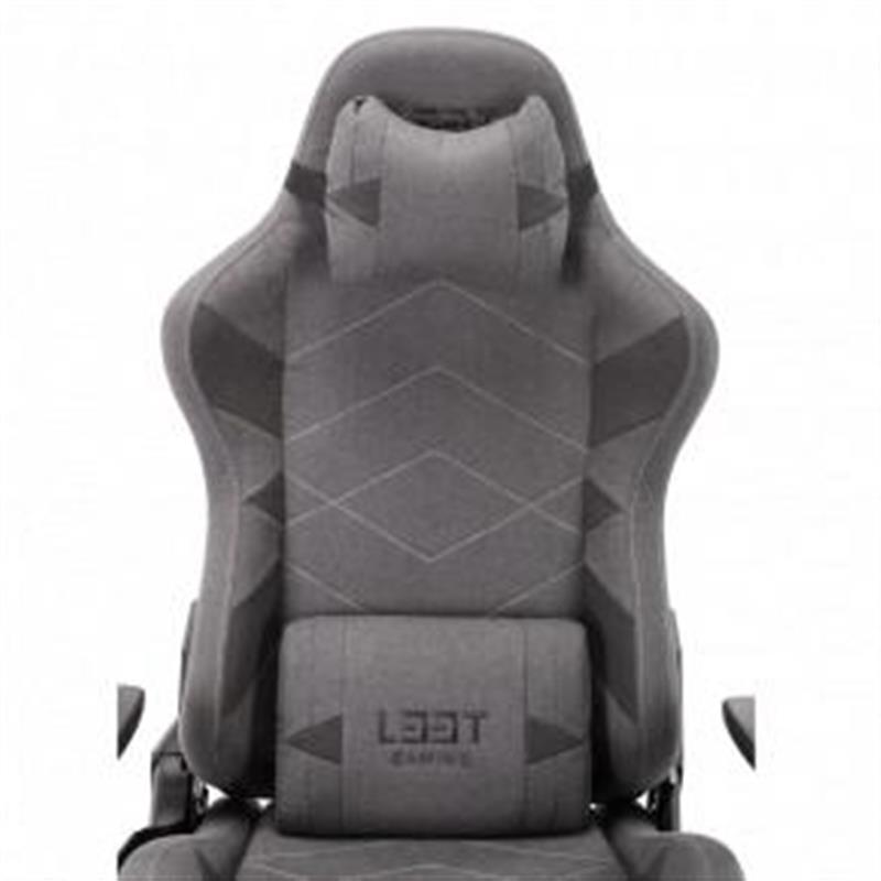 L33T Gaming Elite V4 Gaming Chair SOFT CANVAS Light grey w decor Tilt recline