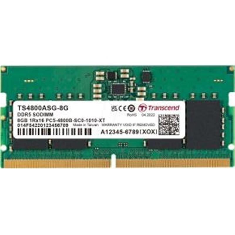 Transcend JetRam DDR5 8GB SO-DIMM 4800 MHz 1Rx16 1Gx16 CL40 1 1V