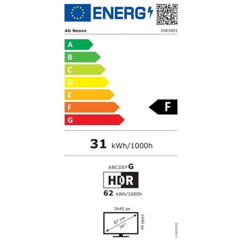 AG Neovo DW3401 LED display 86,4 cm (34"") 3440 x 1440 Pixels UltraWide Quad HD Zwart