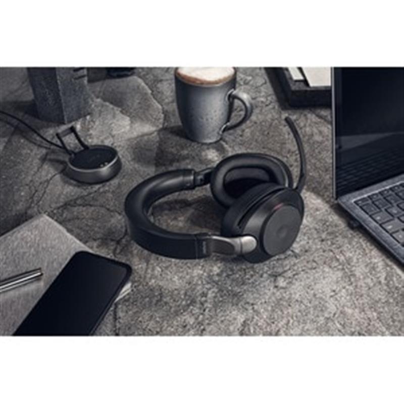 Jabra Evolve2 85, MS Stereo Headset Bedraad en draadloos Hoofdband Kantoor/callcenter USB Type-A Bluetooth Zwart