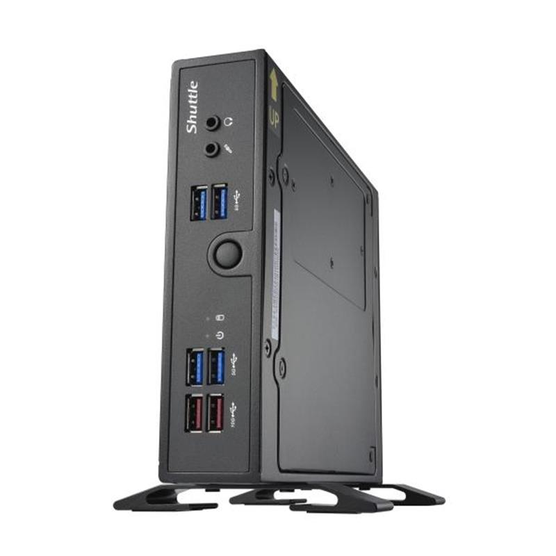 Shuttle XPC slim Barebone DS50U, Intel Celeron 7305, 2x LAN (1x 2.5Gbit ,1x 1Gbit), 1xCOM,1xHDMI,1xDP, 1x VGA, ventilatorloos , 24/7 permanent gebruik