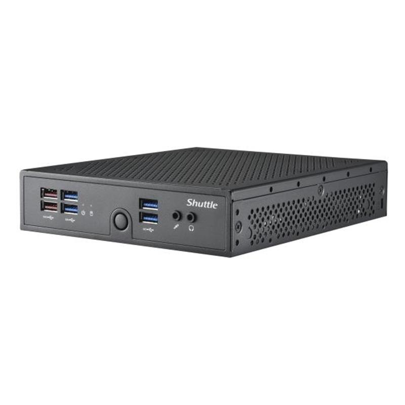 Shuttle XPC slim Barebone DS50U, Intel Celeron 7305, 2x LAN (1x 2.5Gbit ,1x 1Gbit), 1xCOM,1xHDMI,1xDP, 1x VGA, ventilatorloos , 24/7 permanent gebruik