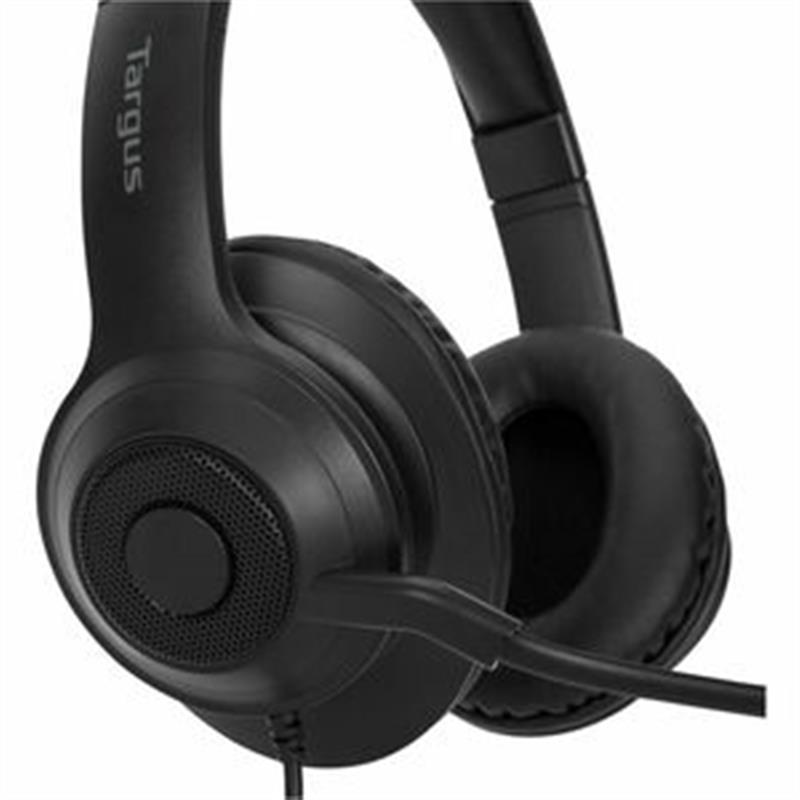 Targus AEH102GL hoofdtelefoon/headset Bedraad Hoofdband Oproepen/muziek USB Type-A Zwart