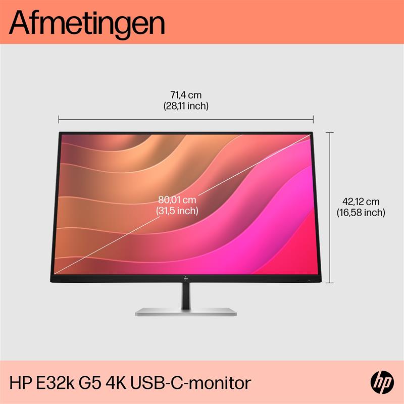 HP E32k G5 4K computer monitor 80 cm (31.5"") 3840 x 2160 Pixels 4K Ultra HD Zwart