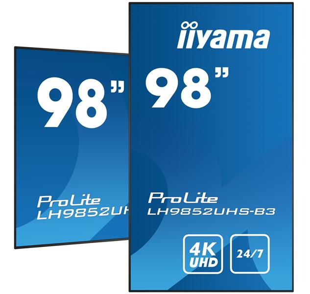iiyama PROLITE Digitale signage flatscreen 2,48 m (97.5"") 500 cd/m² 4K Ultra HD Zwart Android 8.0 24/7