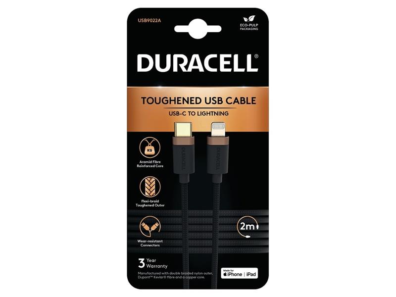 Duracell USB9022A Lightning-kabel Zwart