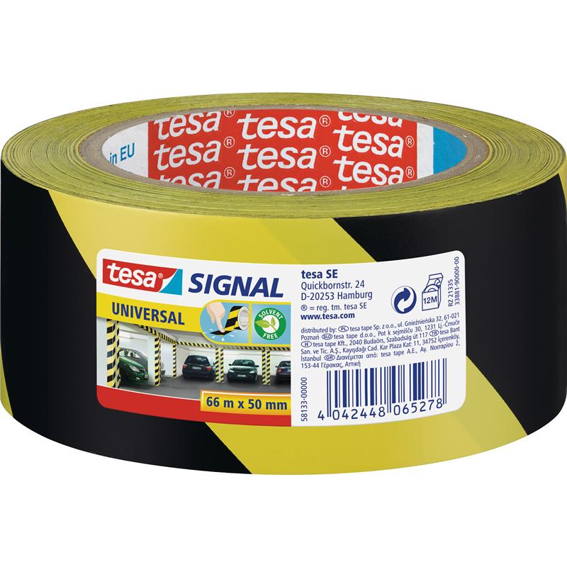 tesa signal marking tape universal 66m x 50mm yellow black