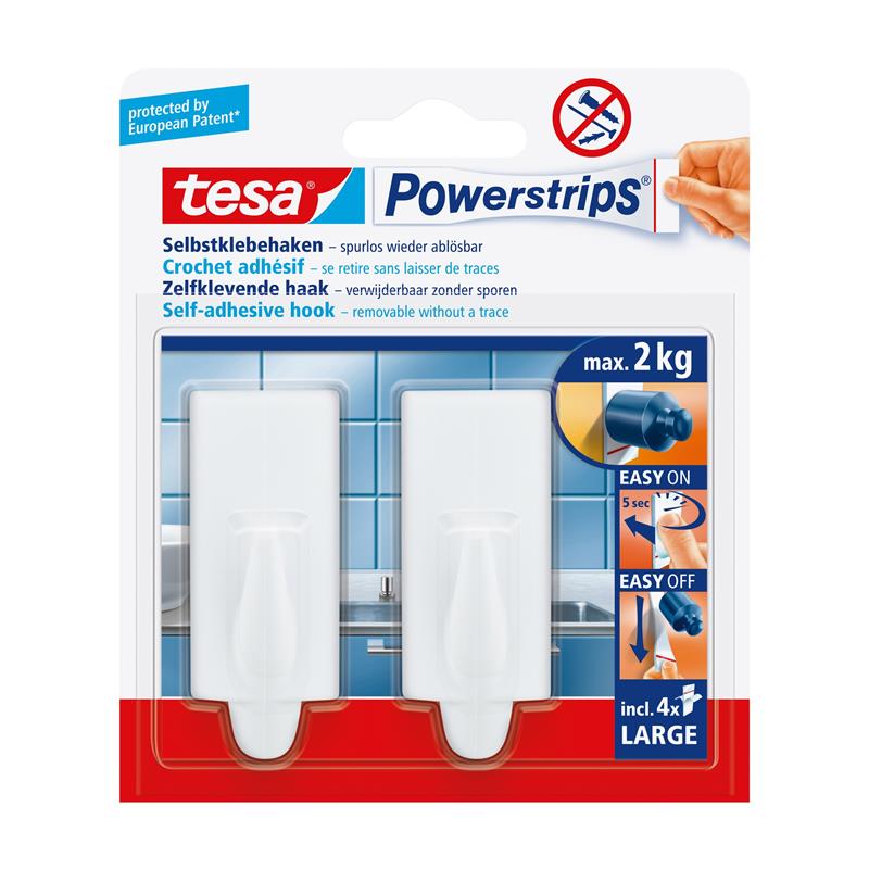 tesa Powerstrips hook large classic 2-pack white